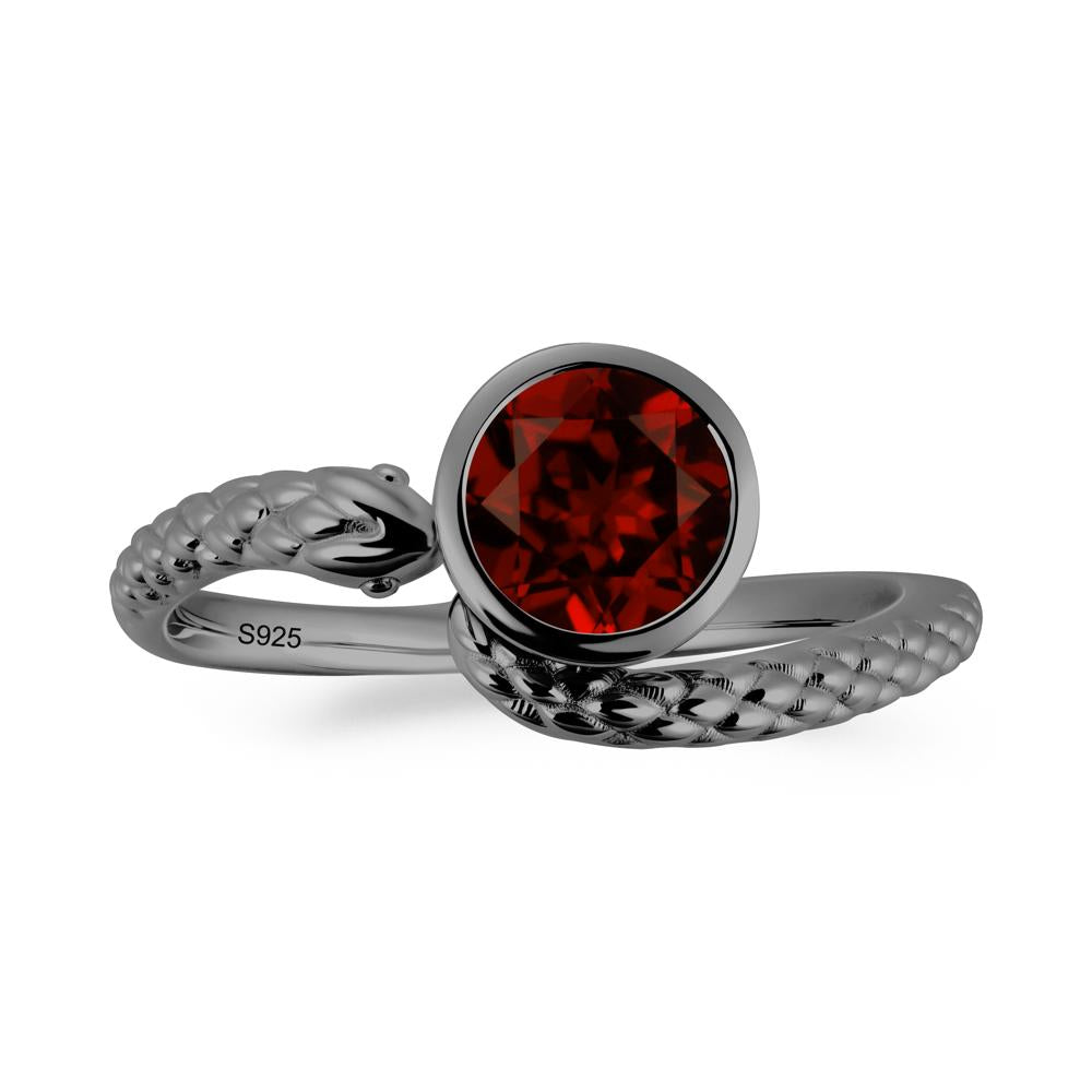 Snake Wrap Garnet Ring - LUO Jewelry #metal_black finish sterling silver