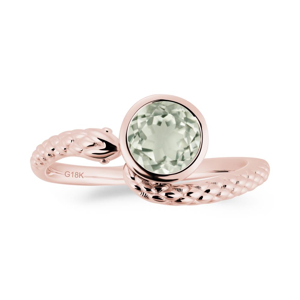 Textured Green Amethyst Snake Ring - LUO Jewelry #metal_18k rose gold