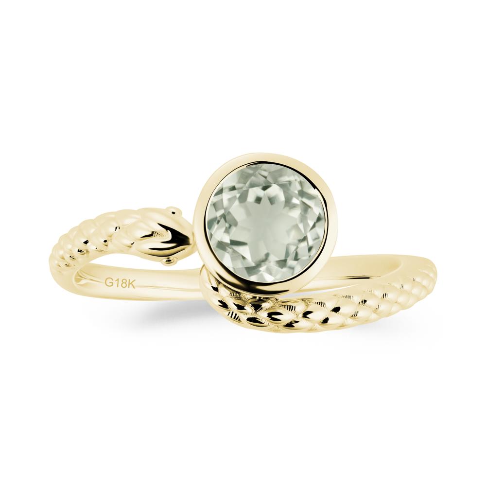Textured Green Amethyst Snake Ring - LUO Jewelry #metal_18k yellow gold