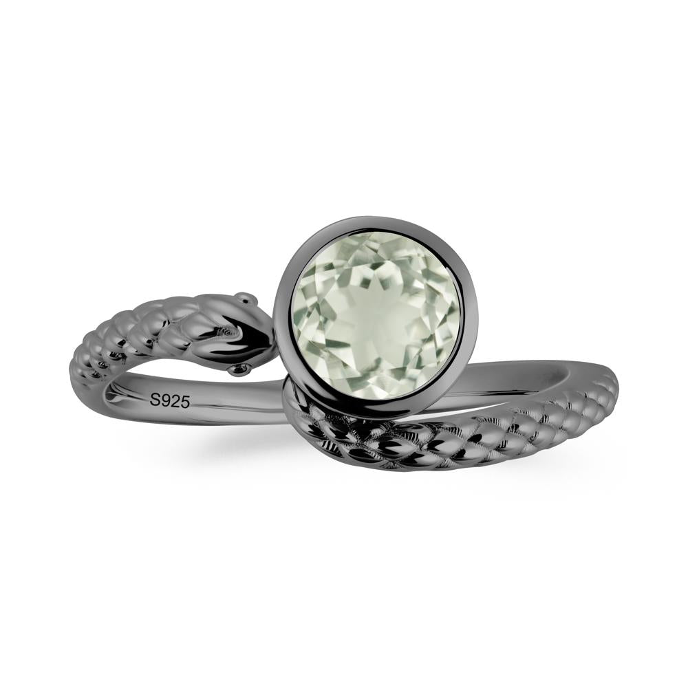 Textured Green Amethyst Snake Ring - LUO Jewelry #metal_black finish sterling silver