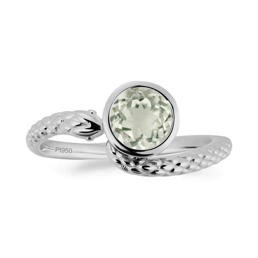 Textured Green Amethyst Snake Ring - LUO Jewelry #metal_platinum