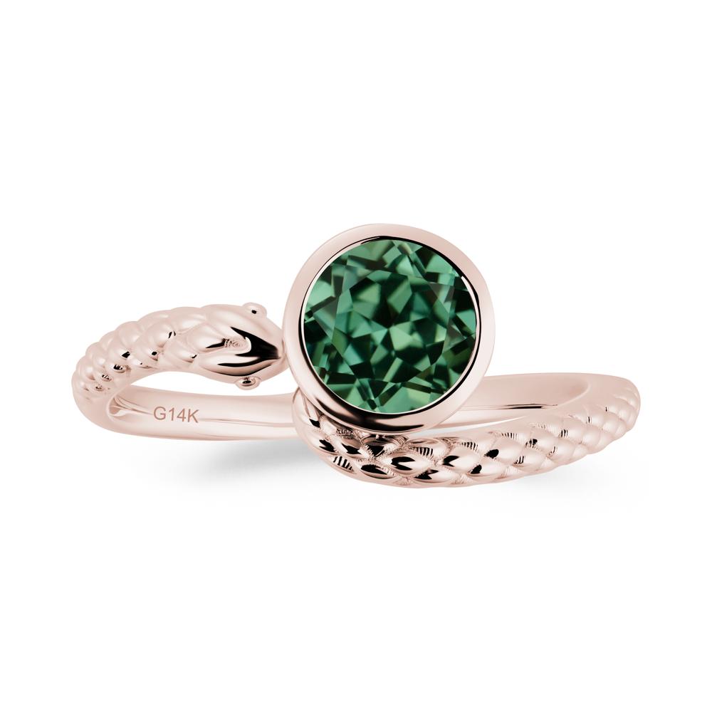 Textured Green Sapphire Snake Ring - LUO Jewelry #metal_14k rose gold