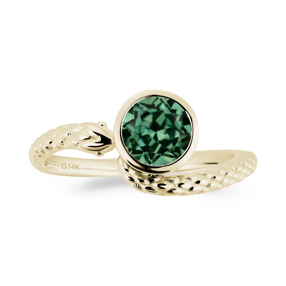 Textured Green Sapphire Snake Ring - LUO Jewelry #metal_14k yellow gold