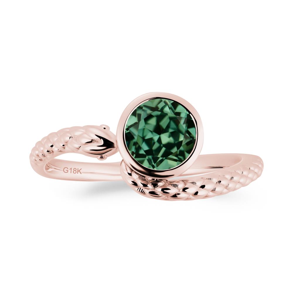 Textured Green Sapphire Snake Ring - LUO Jewelry #metal_18k rose gold
