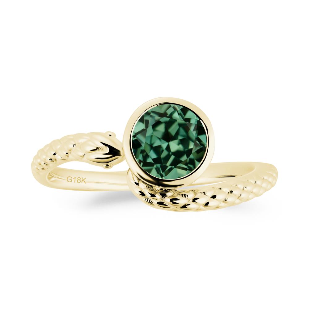 Textured Green Sapphire Snake Ring - LUO Jewelry #metal_18k yellow gold