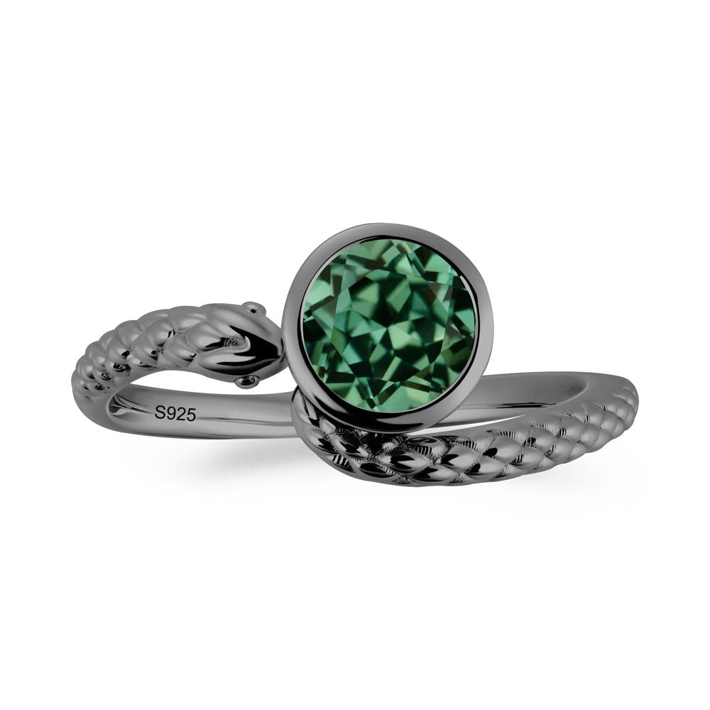 Textured Green Sapphire Snake Ring - LUO Jewelry #metal_black finish sterling silver