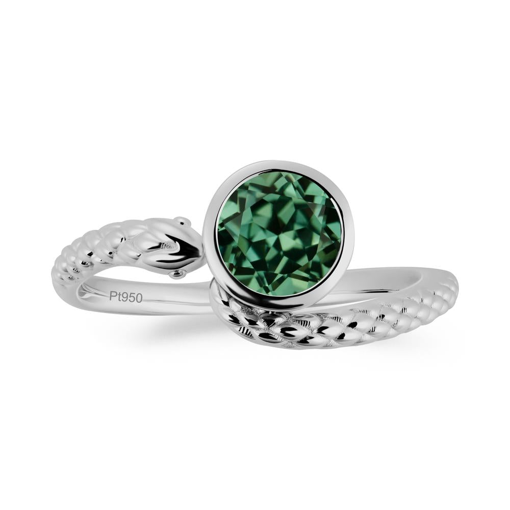 Textured Green Sapphire Snake Ring - LUO Jewelry #metal_platinum