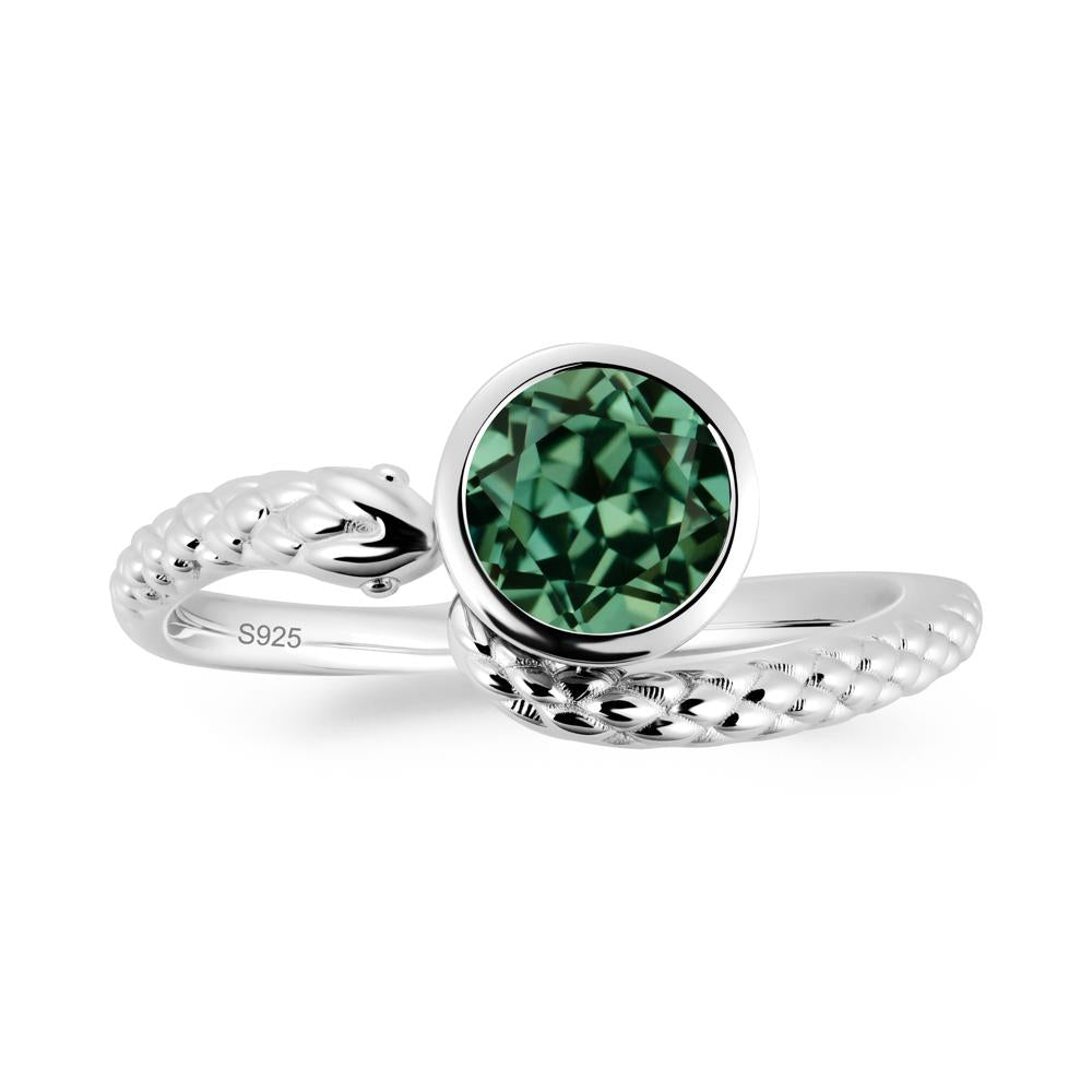 Textured Green Sapphire Snake Ring - LUO Jewelry #metal_sterling silver