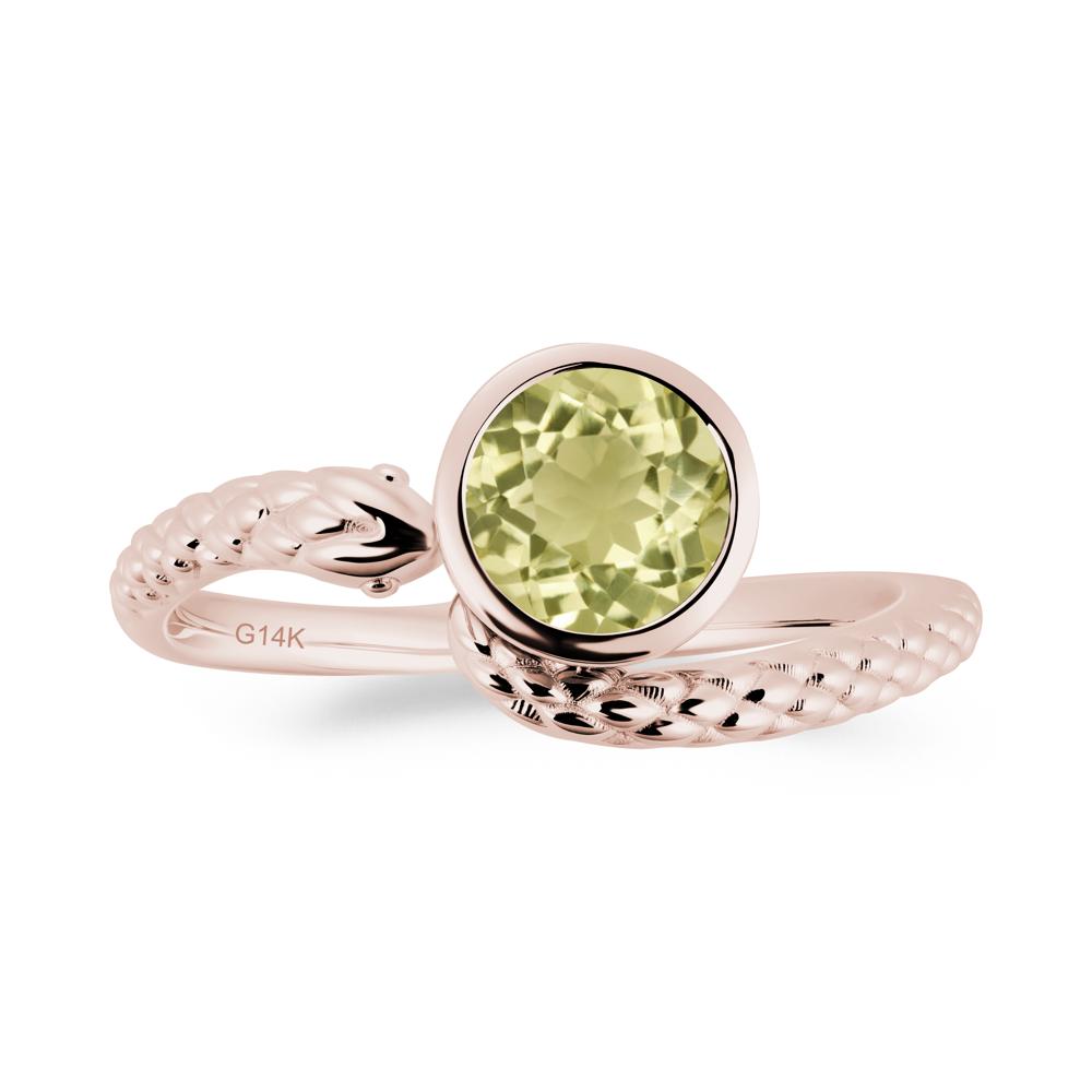 Textured Lemon Quartz Snake Ring - LUO Jewelry #metal_14k rose gold