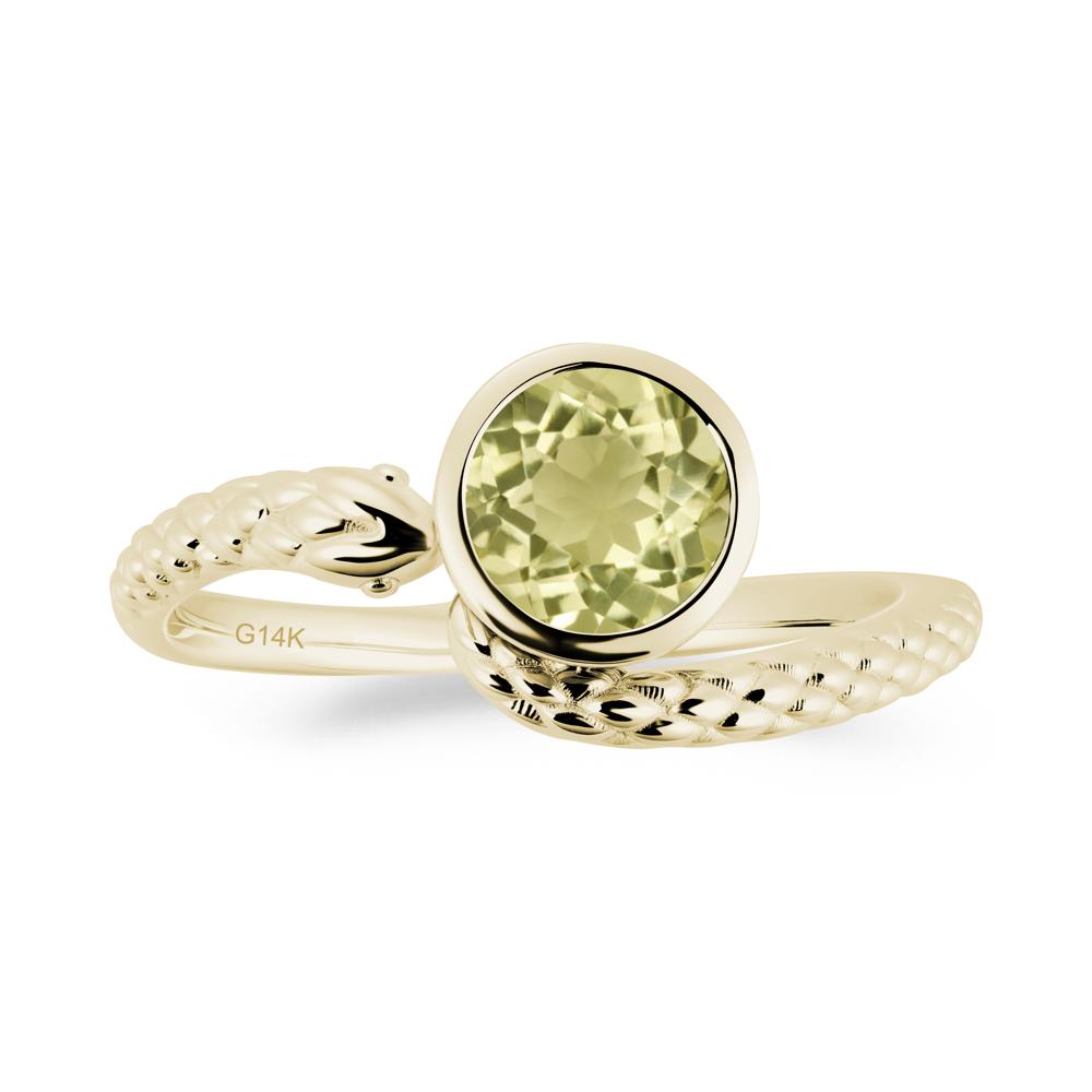 Textured Lemon Quartz Snake Ring - LUO Jewelry #metal_14k yellow gold