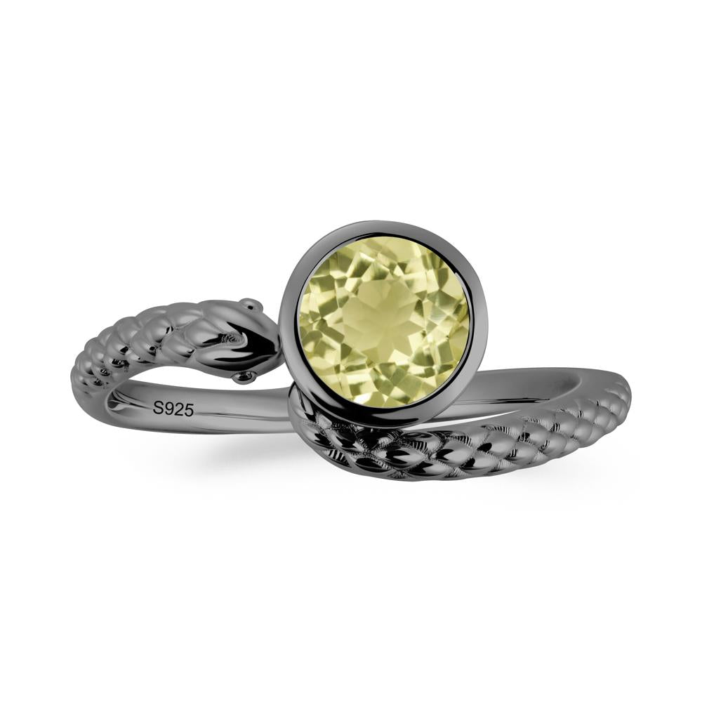 Textured Lemon Quartz Snake Ring - LUO Jewelry #metal_black finish sterling silver