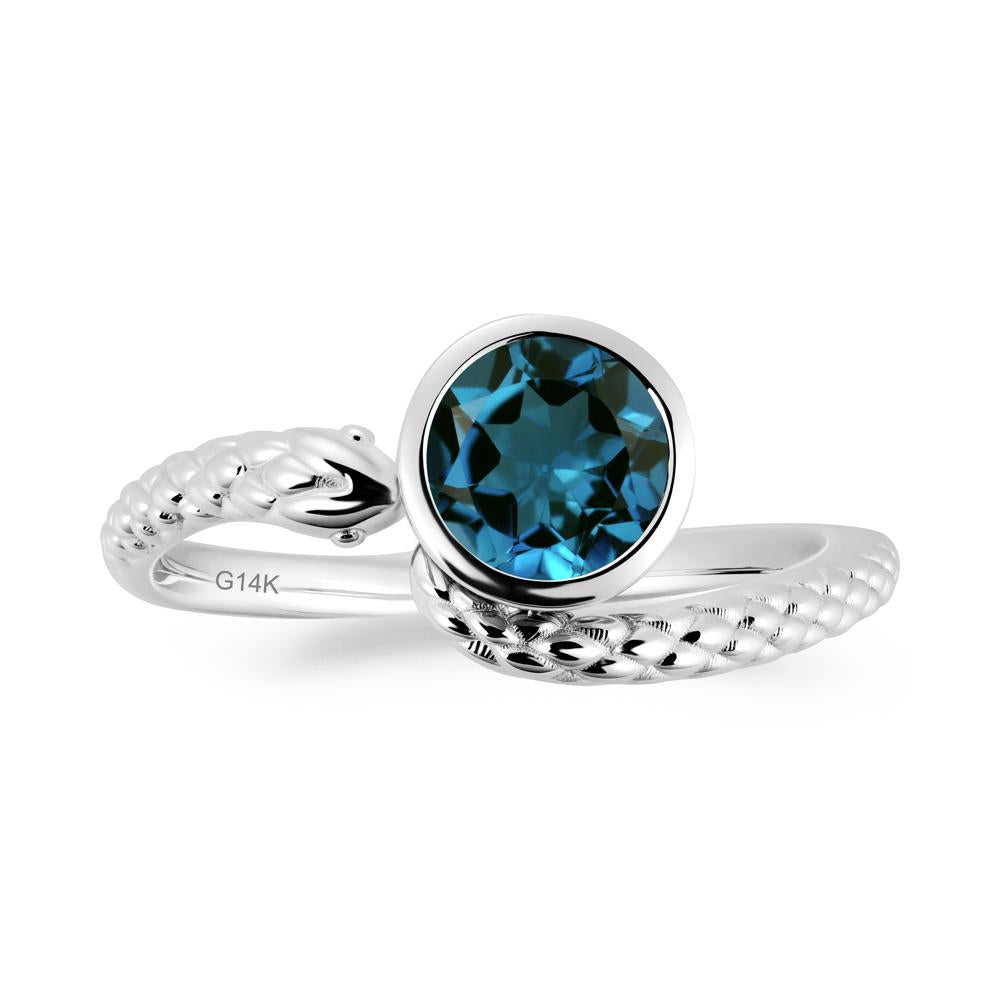 Snake Wrap London Blue Topaz Ring - LUO Jewelry #metal_14k white gold