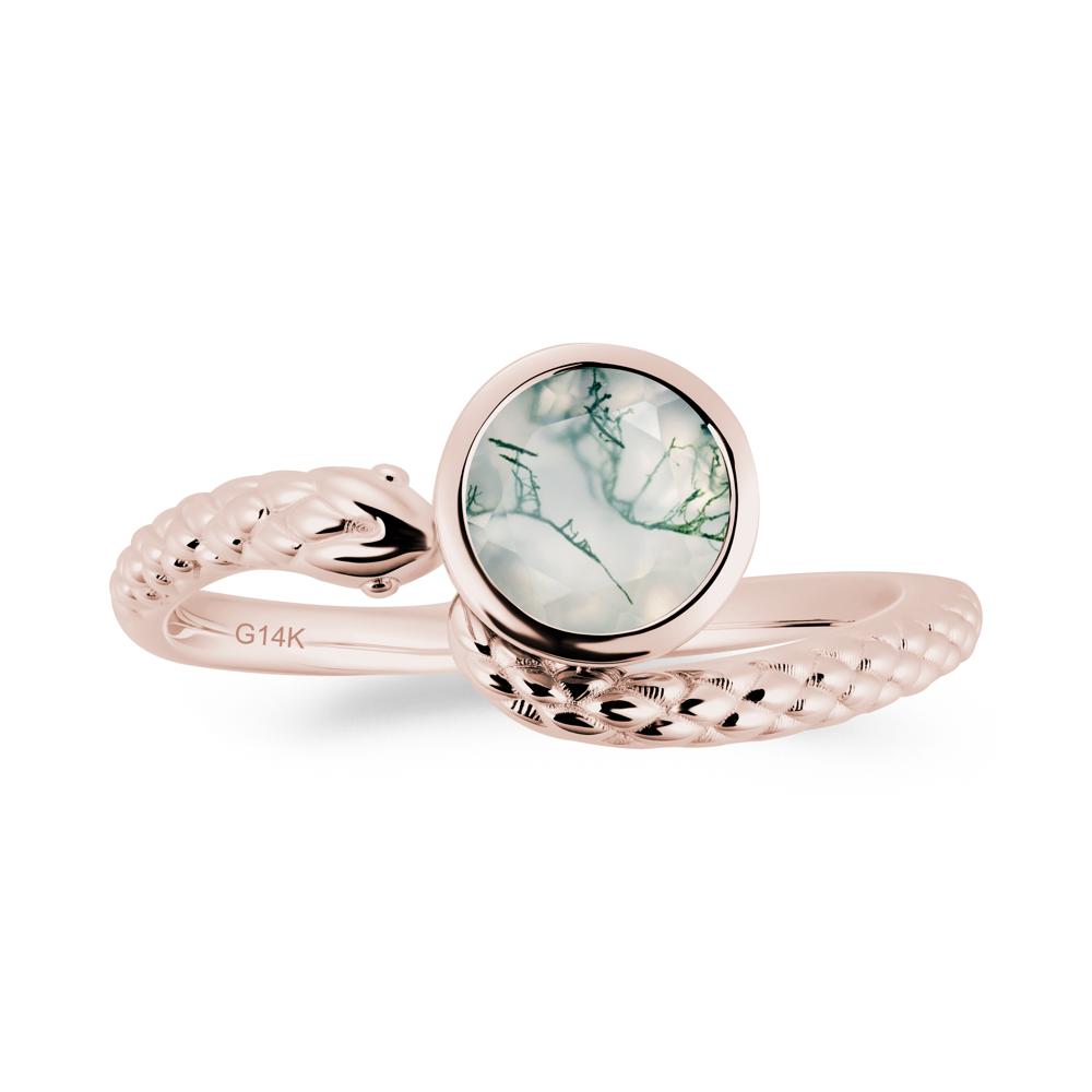 Snake Wrap Moss Agate Ring - LUO Jewelry #metal_14k rose gold