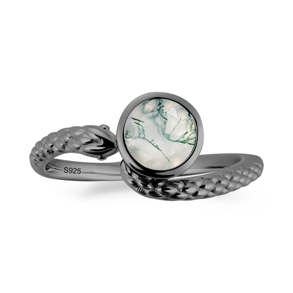 Snake Wrap Moss Agate Ring - LUO Jewelry #metal_black finish sterling silver
