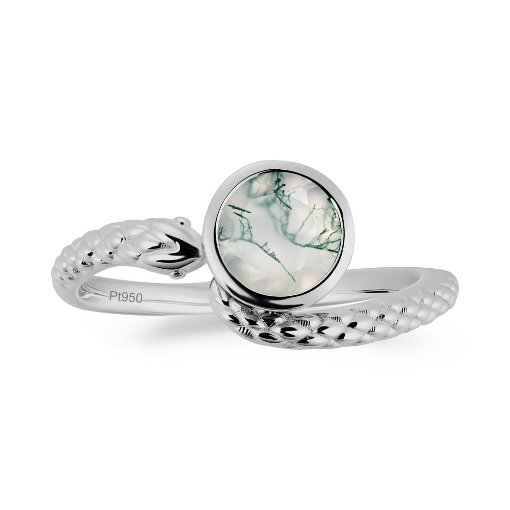 Snake Wrap Moss Agate Ring - LUO Jewelry #metal_platinum