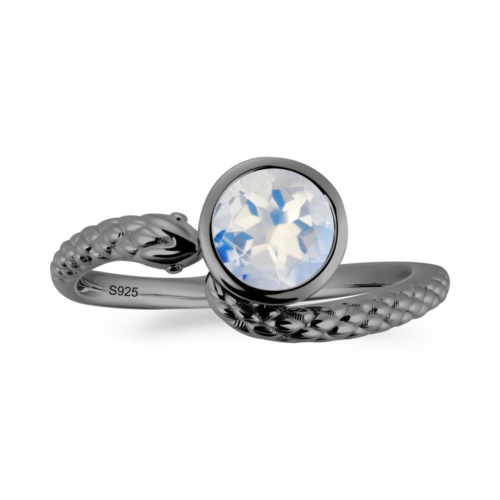 Textured Moonstone Snake Ring - LUO Jewelry #metal_black finish sterling silver