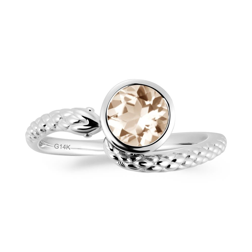 Textured Morganite Snake Ring - LUO Jewelry #metal_14k white gold