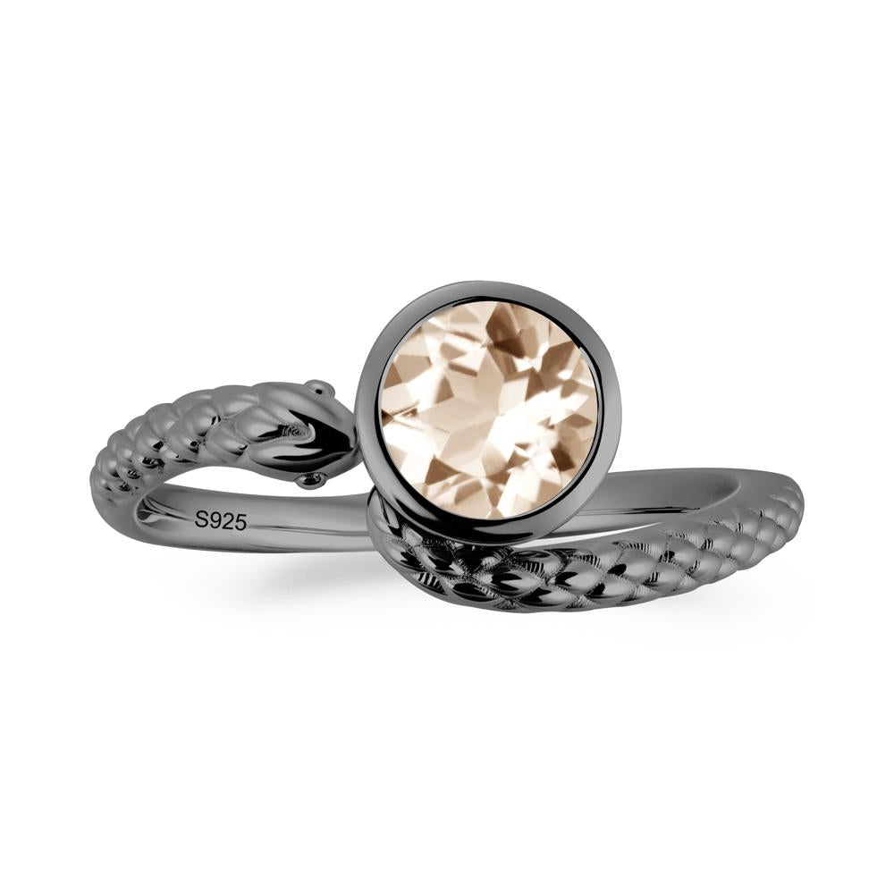 Textured Morganite Snake Ring - LUO Jewelry #metal_black finish sterling silver