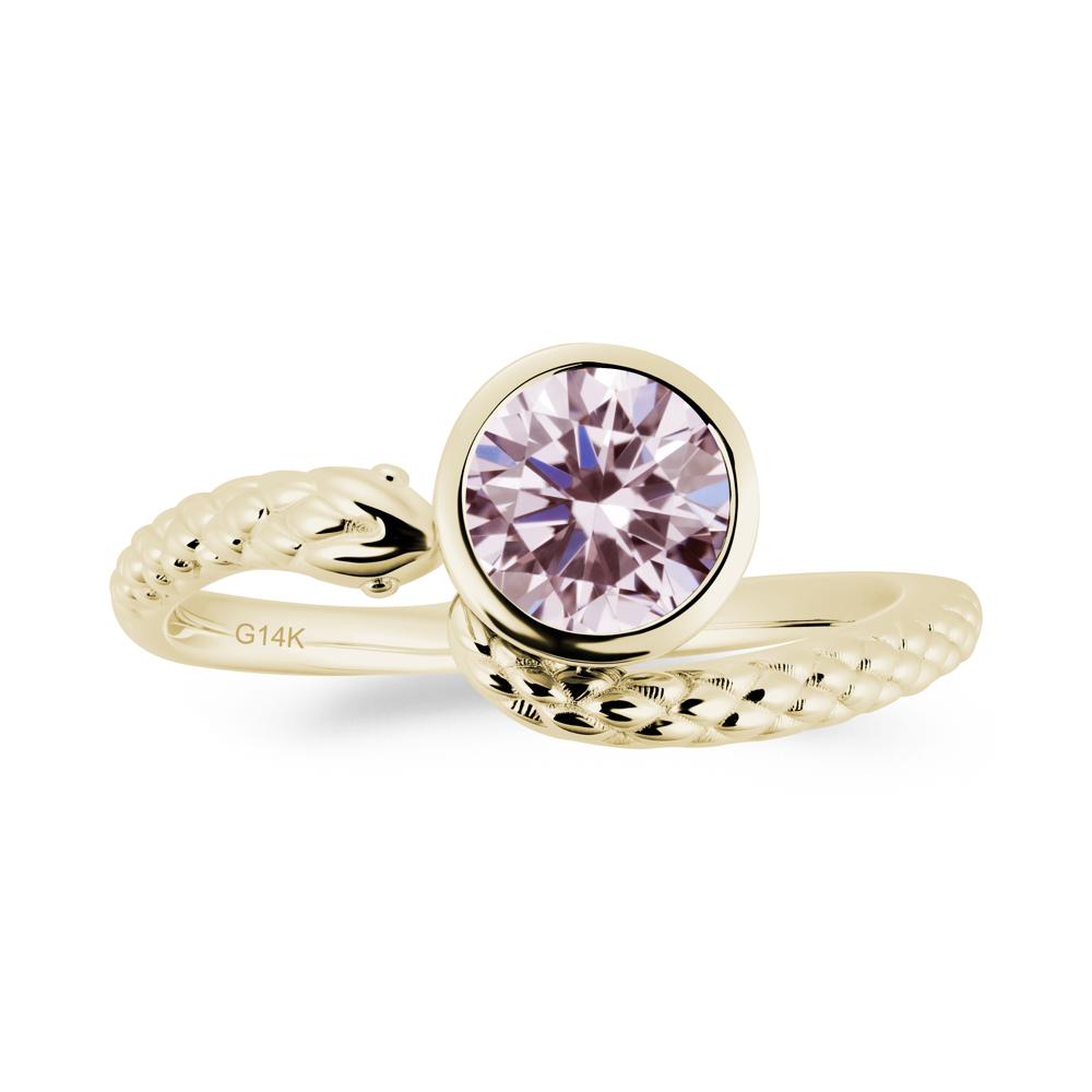 Snake Wrap Pink Cubic Zirconia Ring - LUO Jewelry #metal_14k yellow gold