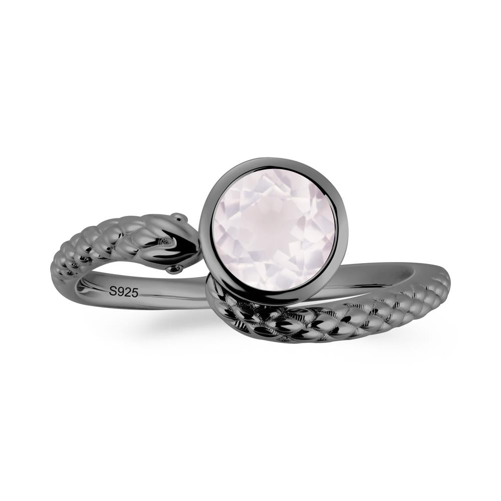 Textured Rose Quartz Snake Ring - LUO Jewelry #metal_black finish sterling silver