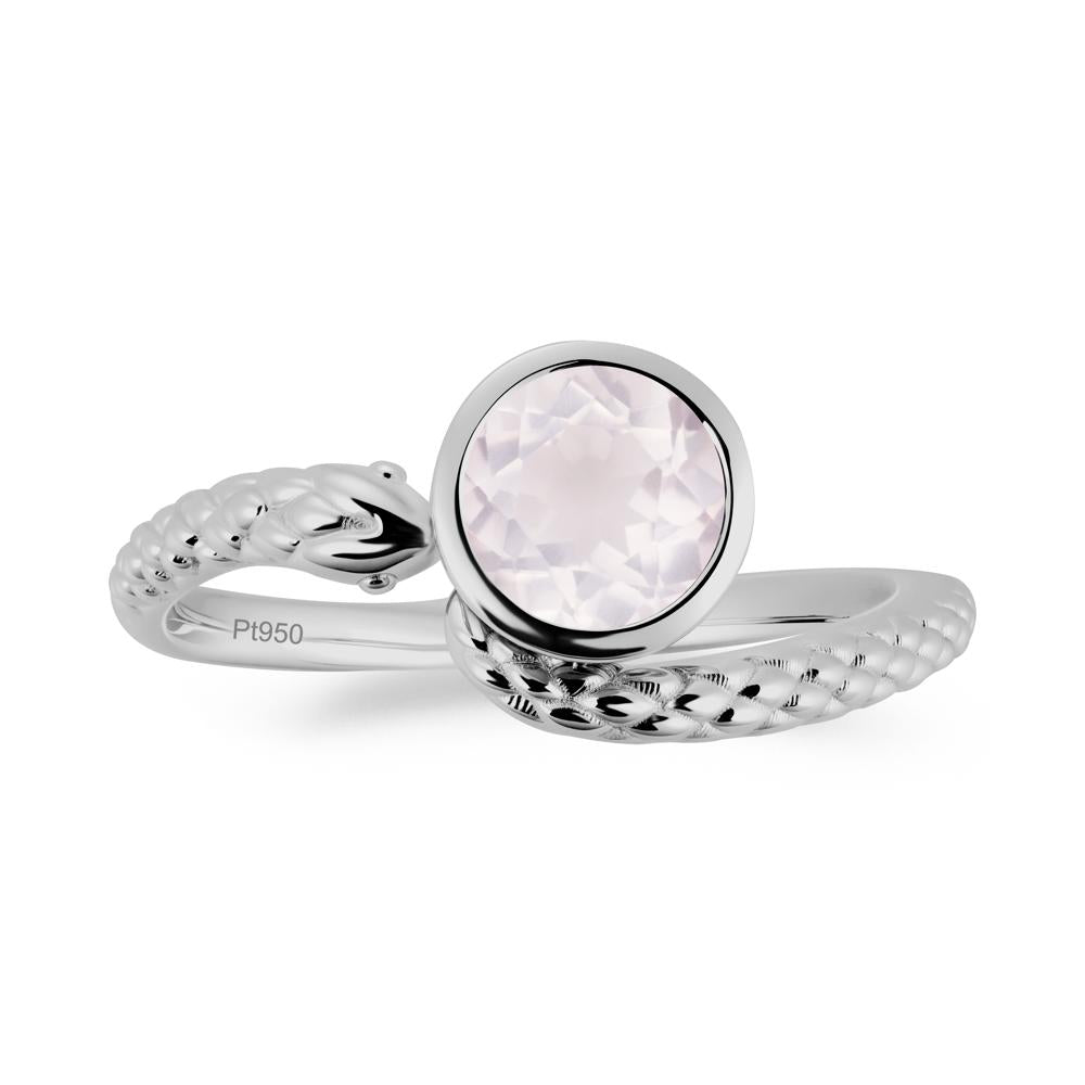 Textured Rose Quartz Snake Ring - LUO Jewelry #metal_platinum