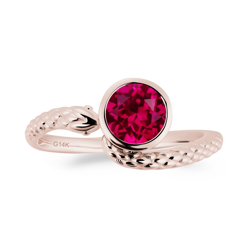 Textured Ruby Snake Ring - LUO Jewelry #metal_14k rose gold