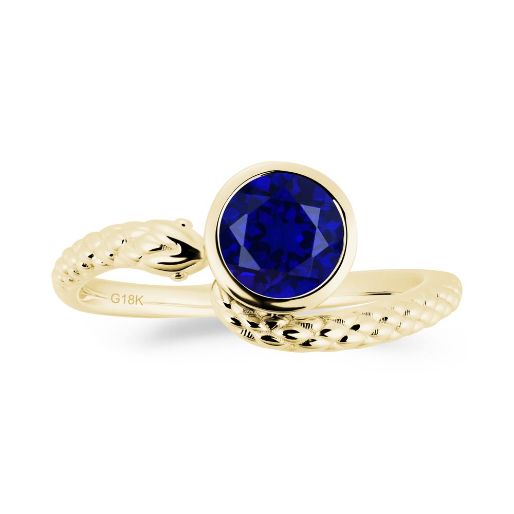 Textured Sapphire Snake Ring - LUO Jewelry #metal_18k yellow gold