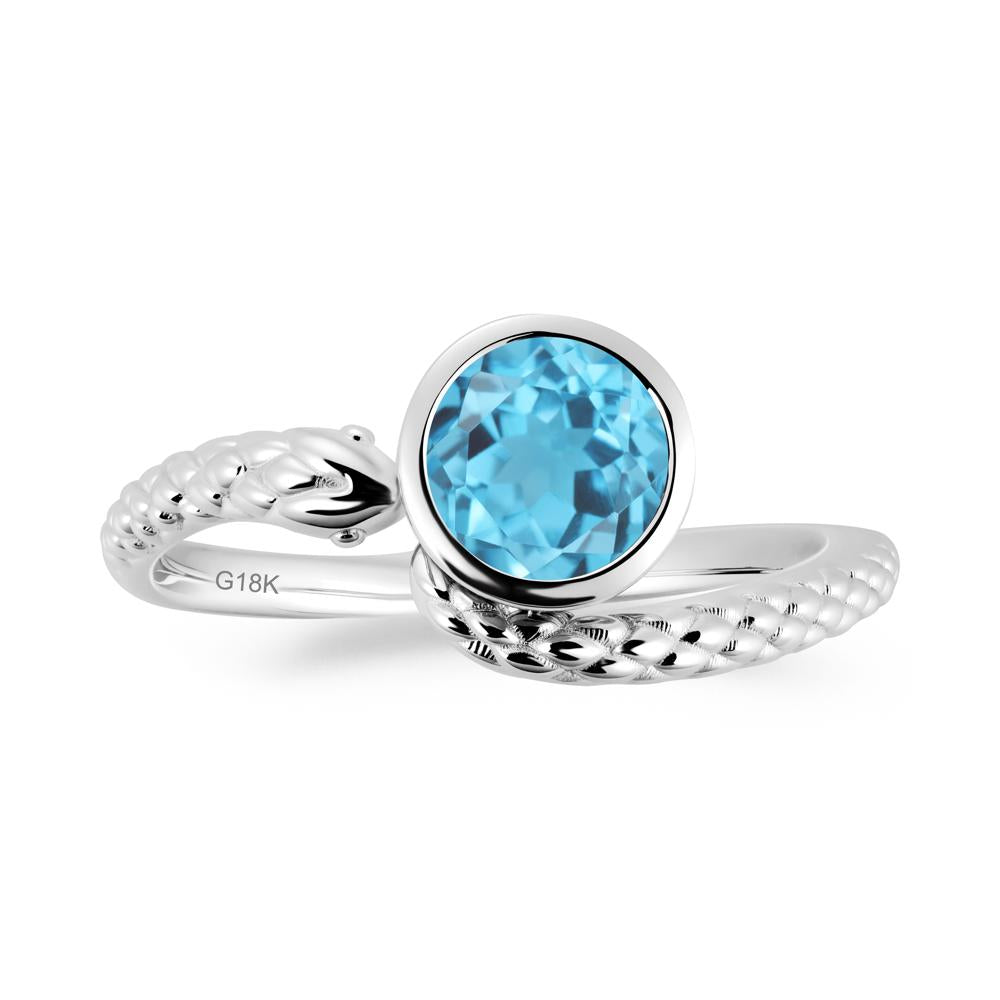Textured Swiss Blue Topaz Snake Ring - LUO Jewelry #metal_18k white gold