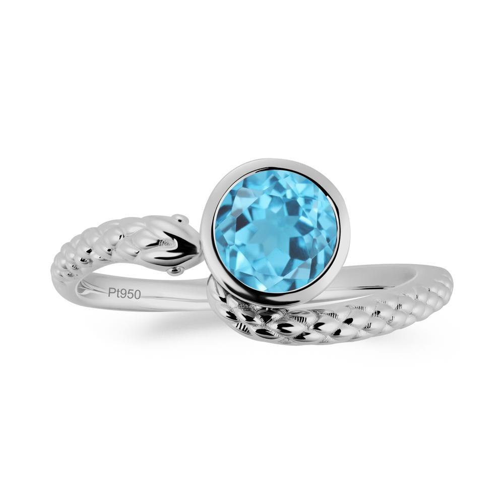 Textured Swiss Blue Topaz Snake Ring - LUO Jewelry #metal_platinum