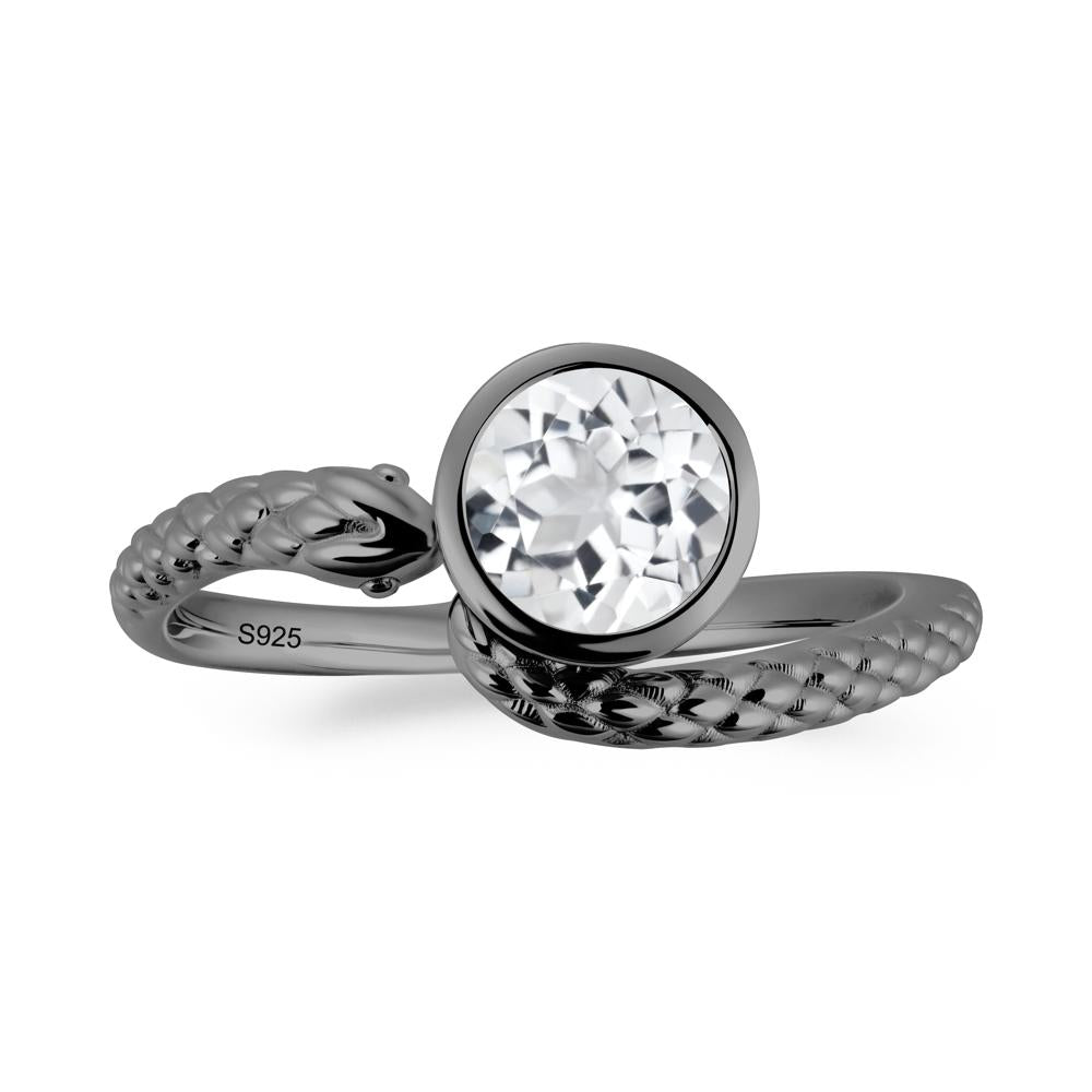 Snake Wrap White Topaz Ring - LUO Jewelry #metal_black finish sterling silver