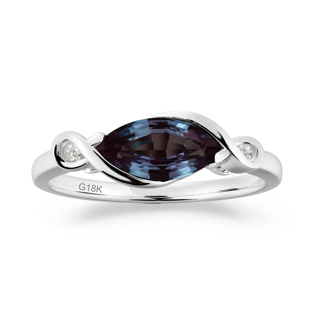 Teardrop Alexandrite Pave Bow Ring - LUO Jewelry #metal_18k white gold