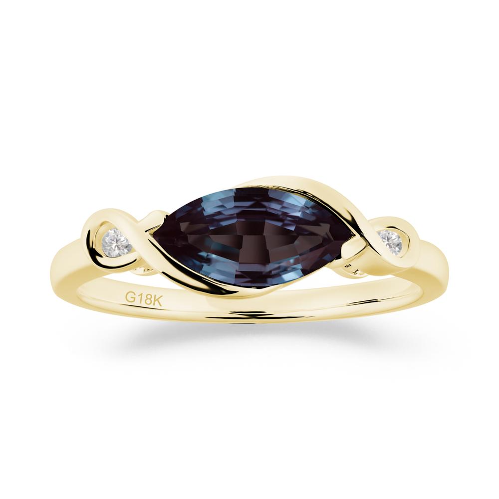 Teardrop Alexandrite Pave Bow Ring - LUO Jewelry #metal_18k yellow gold