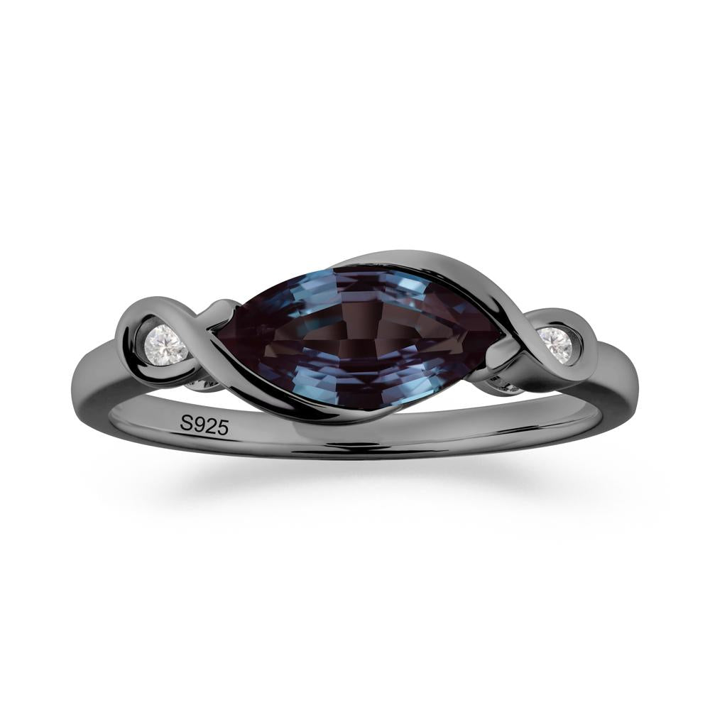 Teardrop Alexandrite Pave Bow Ring - LUO Jewelry #metal_black finish sterling silver