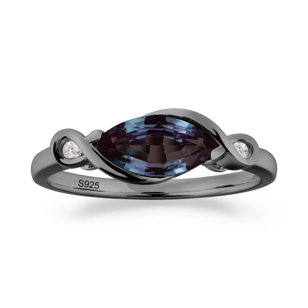 Teardrop Alexandrite Pave Bow Ring - LUO Jewelry #metal_black finish sterling silver