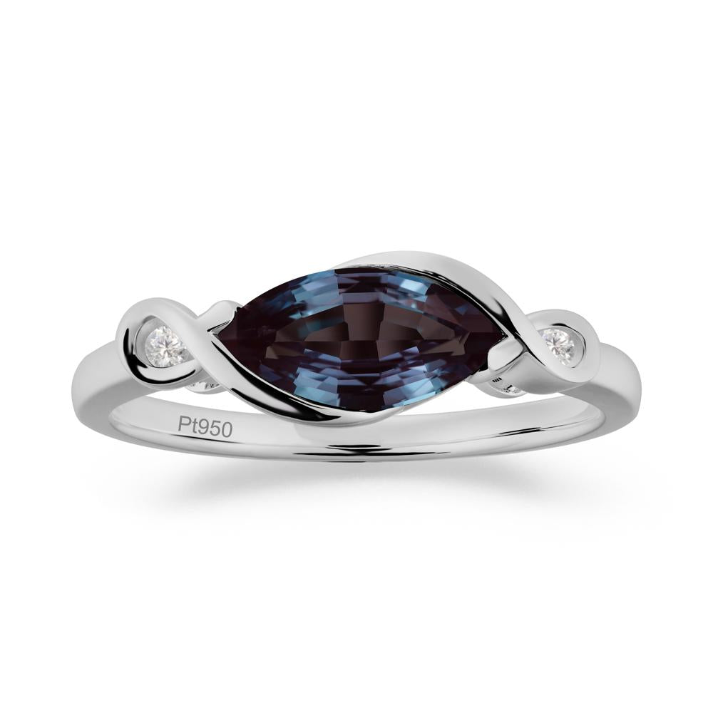 Teardrop Alexandrite Pave Bow Ring - LUO Jewelry #metal_platinum