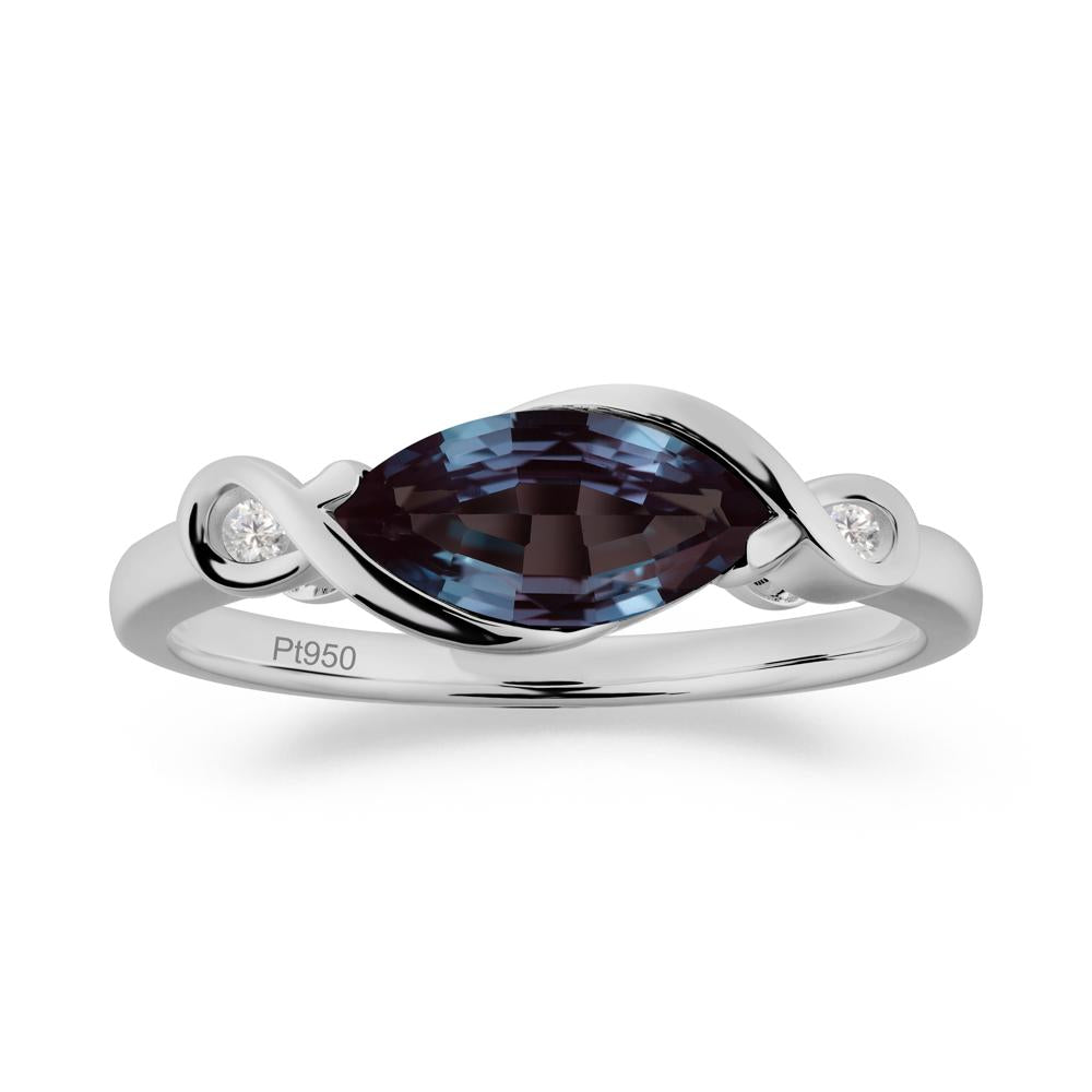 Teardrop Alexandrite Pave Bow Ring - LUO Jewelry #metal_platinum