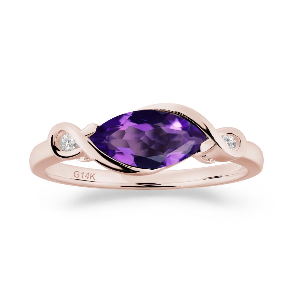Teardrop Amethyst Pave Bow Ring - LUO Jewelry #metal_14k rose gold