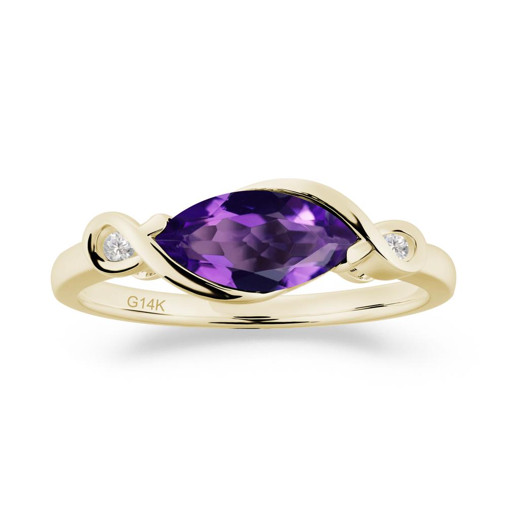 Teardrop Amethyst Pave Bow Ring - LUO Jewelry #metal_14k yellow gold