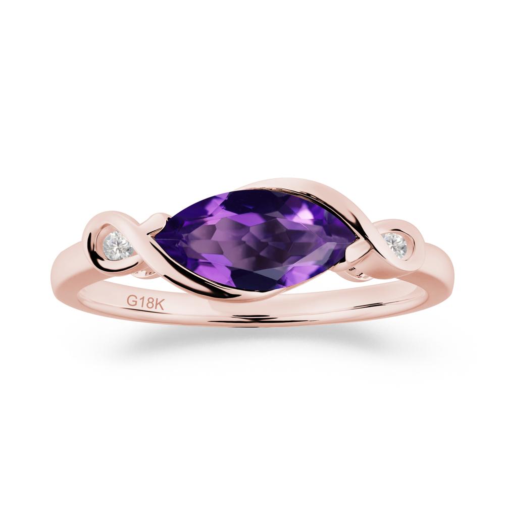 Teardrop Amethyst Pave Bow Ring - LUO Jewelry #metal_18k rose gold