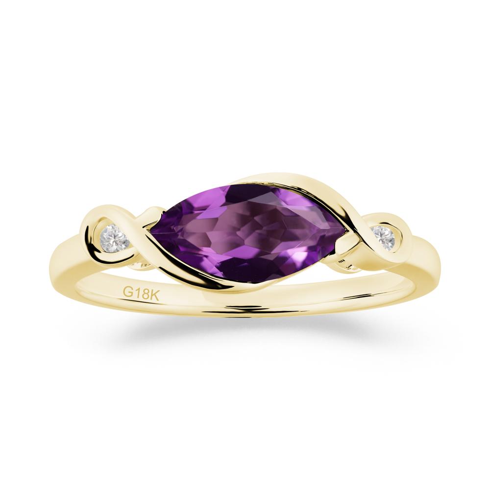 Teardrop Amethyst Pave Bow Ring - LUO Jewelry #metal_18k yellow gold