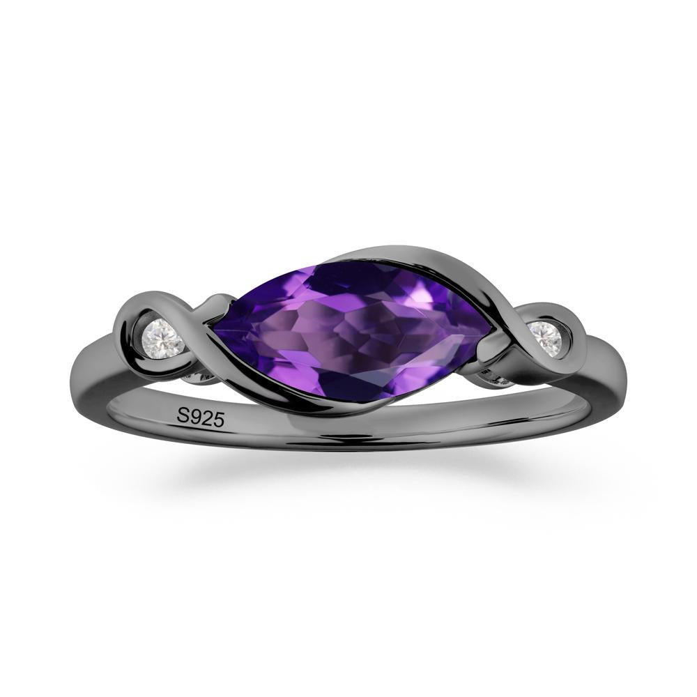 Teardrop Amethyst Pave Bow Ring - LUO Jewelry #metal_black finish sterling silver