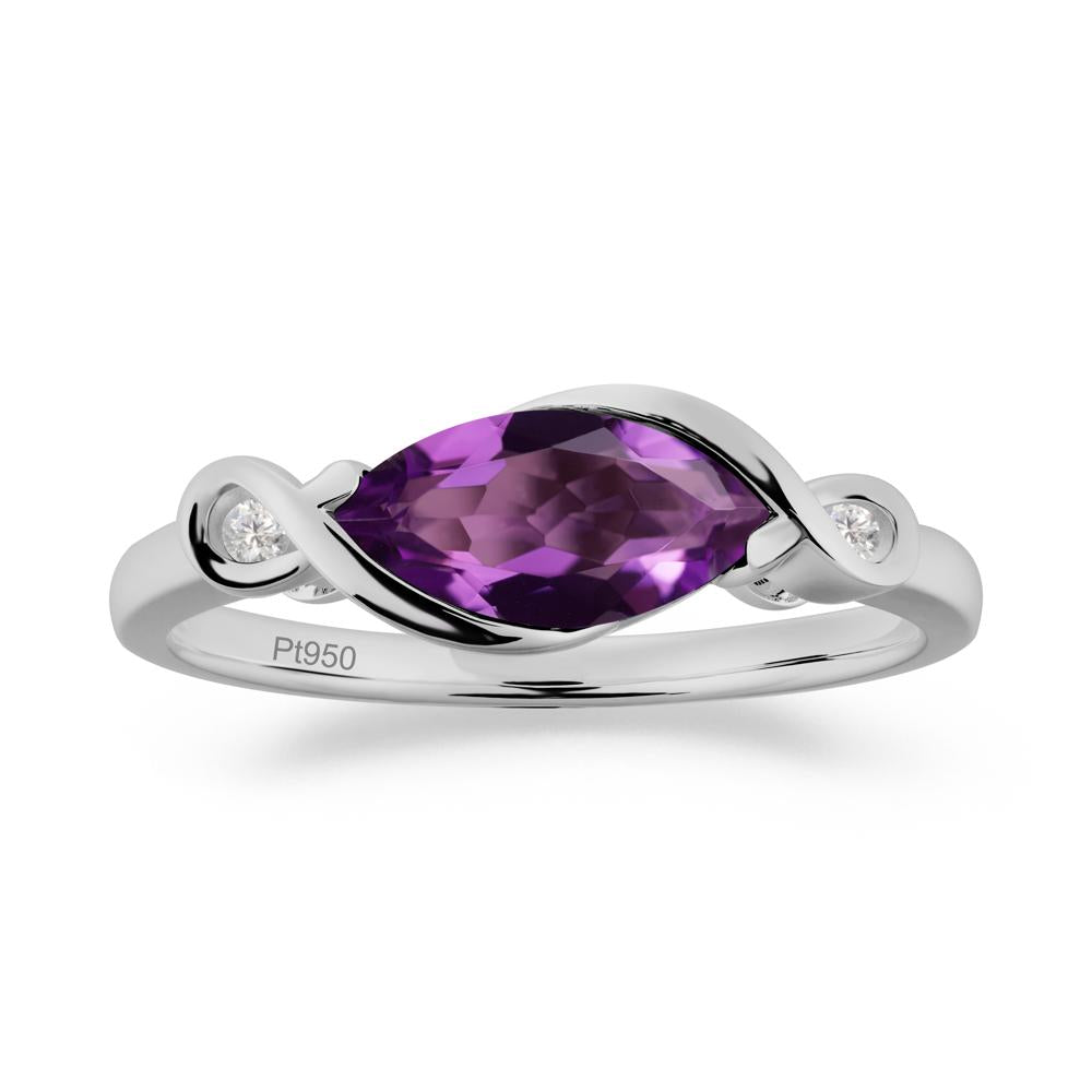 Teardrop Amethyst Pave Bow Ring - LUO Jewelry #metal_platinum