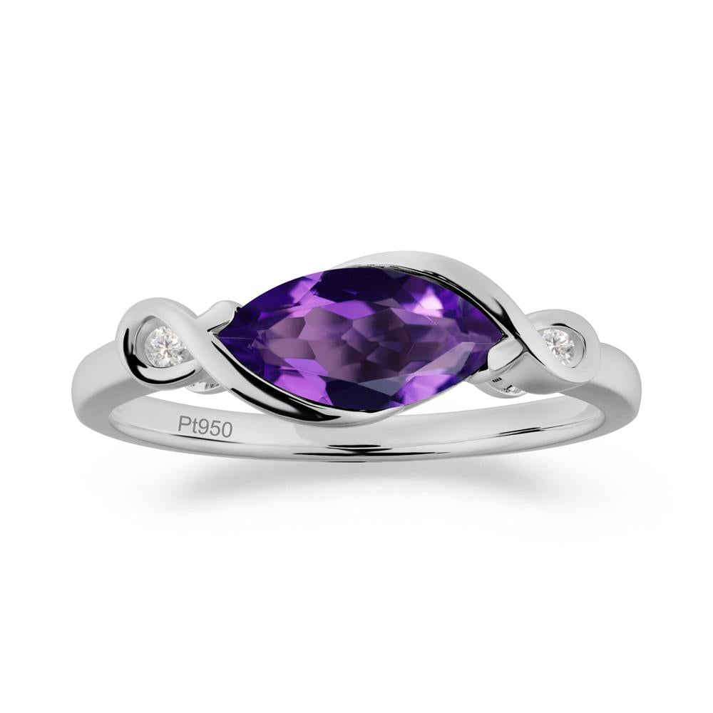 Teardrop Amethyst Pave Bow Ring - LUO Jewelry #metal_platinum
