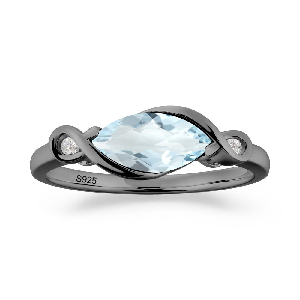 Teardrop Aquamarine Infinity Knot Ring - LUO Jewelry #metal_black finish sterling silver