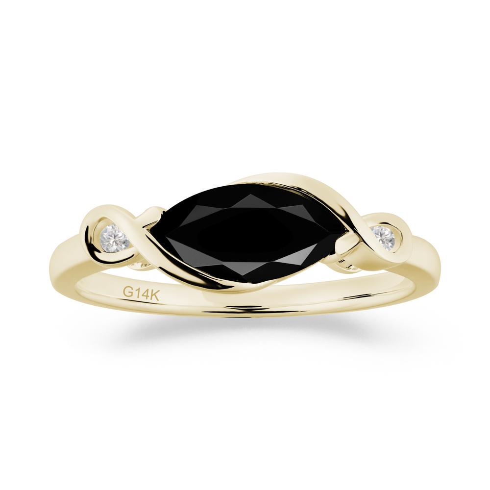 Teardrop Black Spinel Pave Bow Ring - LUO Jewelry #metal_14k yellow gold