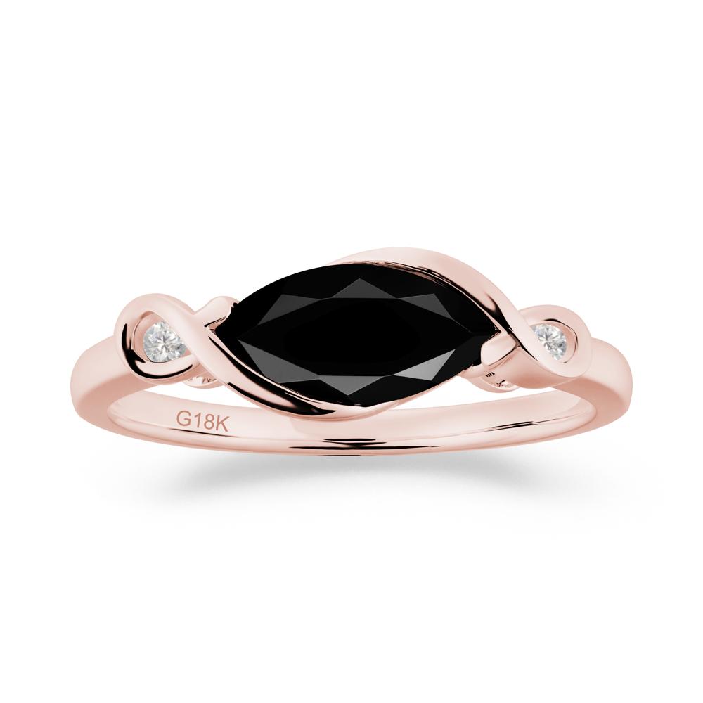 Teardrop Black Spinel Pave Bow Ring - LUO Jewelry #metal_18k rose gold