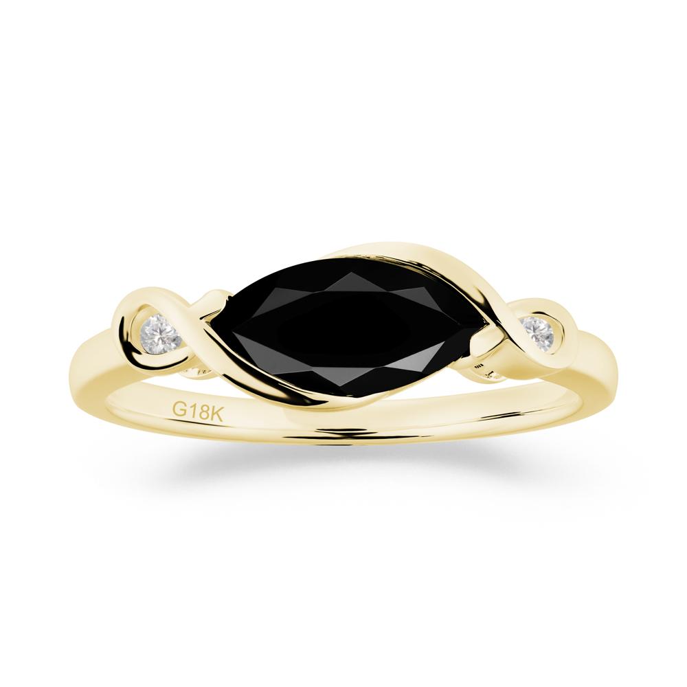 Teardrop Black Spinel Pave Bow Ring - LUO Jewelry #metal_18k yellow gold