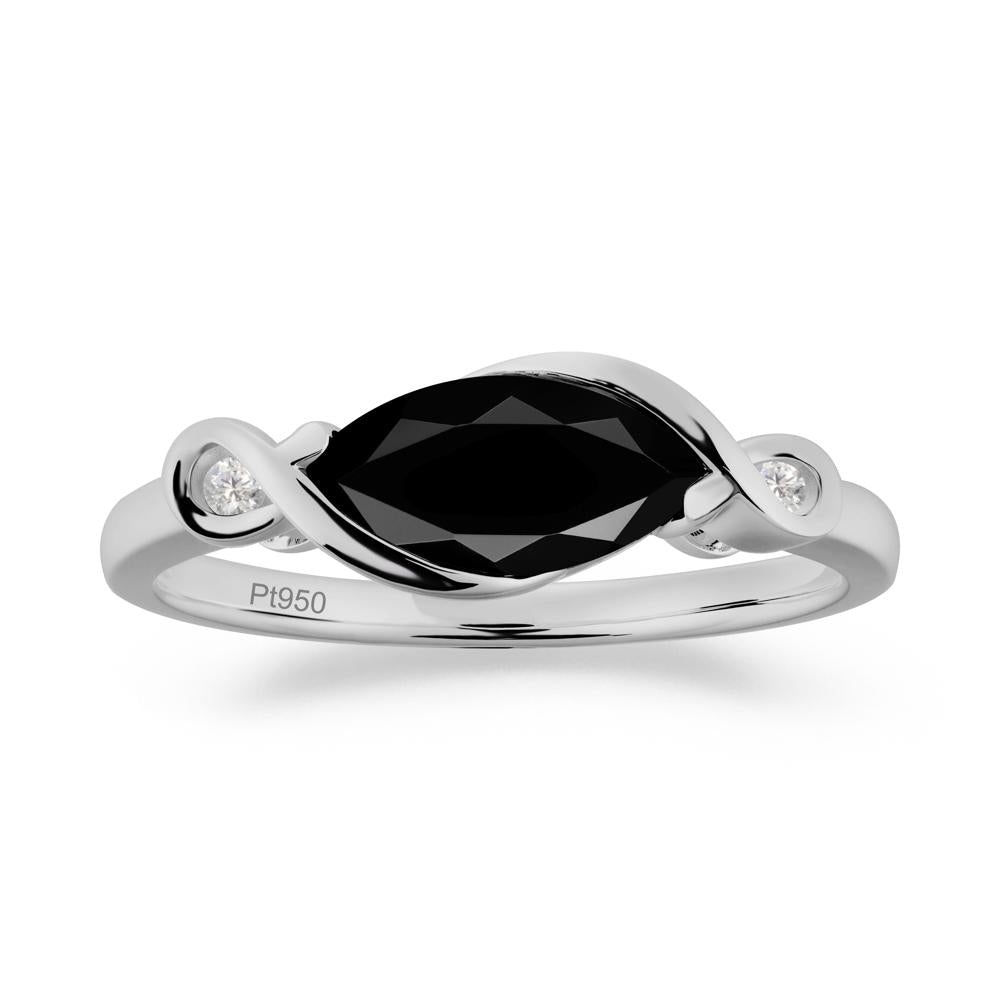Teardrop Black Spinel Pave Bow Ring - LUO Jewelry #metal_platinum