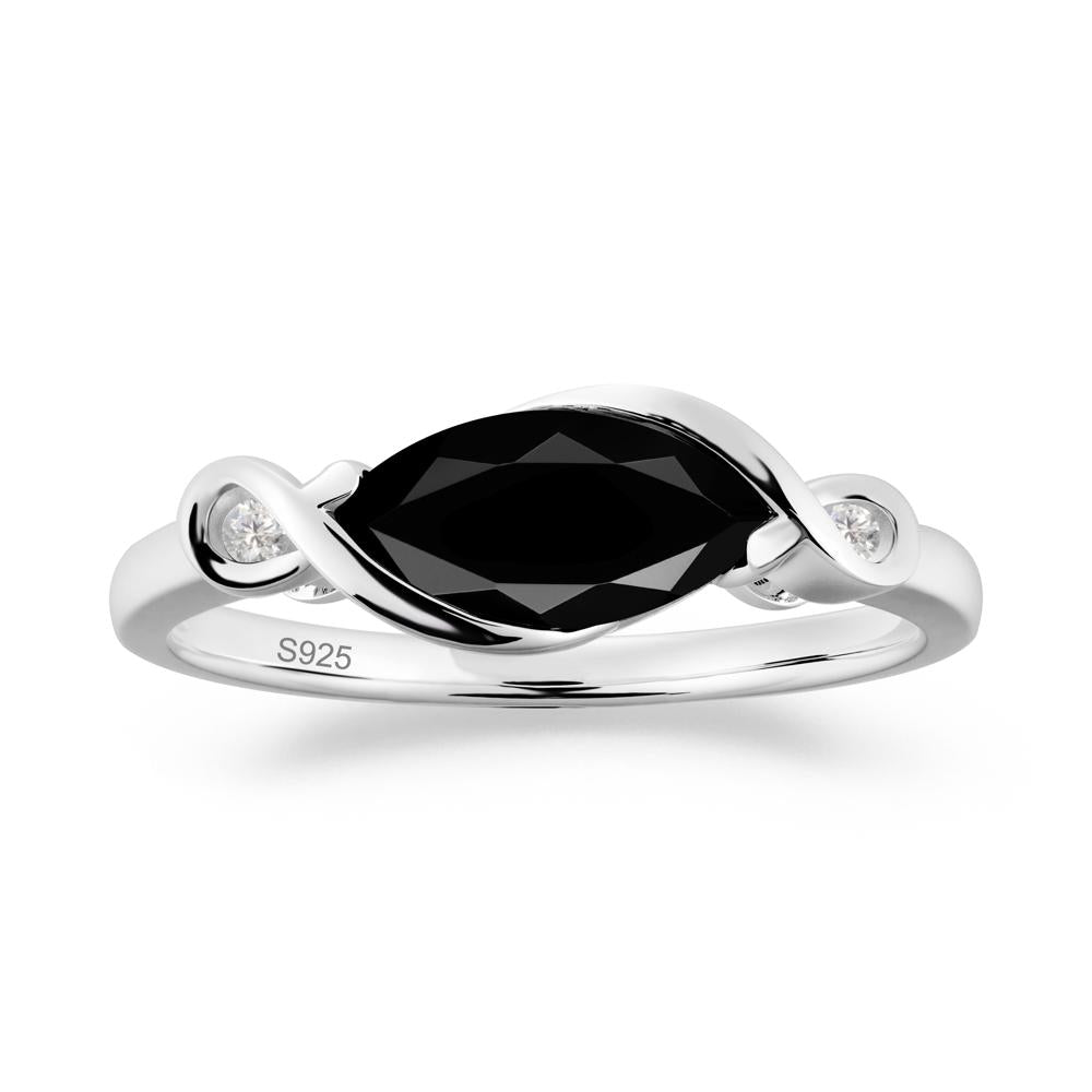 Teardrop Black Spinel Pave Bow Ring - LUO Jewelry #metal_sterling silver