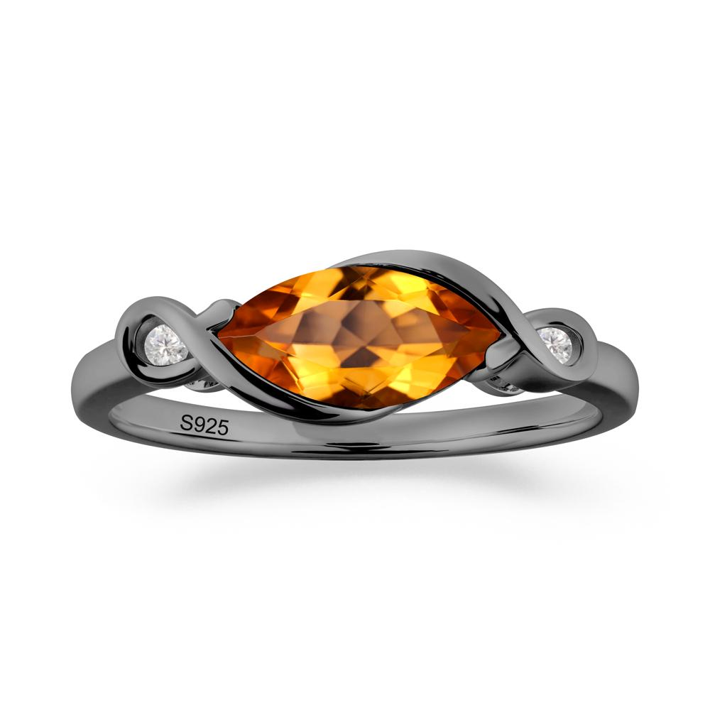 Teardrop Citrine Infinity Knot Ring - LUO Jewelry #metal_black finish sterling silver